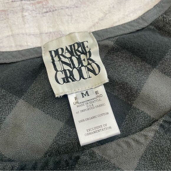 Prairie Underground Organic Cotton Check Pullover Long Sleeve Black Size Medium - Picture 6 of 6
